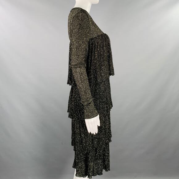 SCOTCH AND SODA Size S Starwatcher Black Gold Knit Ribbed Layered Dress - Picture 2 of 5
